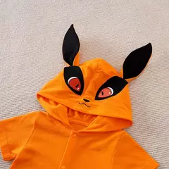 Bodysuit bebê manga curta, bonito chapéu de raposa anime, algodão confortável, casual, verão na internet