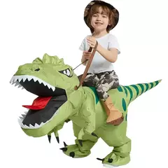 Nova venda quente engraçado criança adulto inflável equitação dinossauro verde cosplay traje crianças fantasia vestido de festa tema do feriado do dia das bruxas - comprar online
