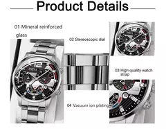 Quartzo em aço inoxidável masculino Relógio de pulso, Relógio de luxo, Calendário, Relógios de negócios, Relógio, Moda, Novo, Quente - loja online