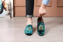 Sapatos de couro de camurça para homens, sapatos de casamento, sapatos baixos Oxford, mocassins bordados, tamanho grande, alta qualidade, designer, luxo, festa - comprar online
