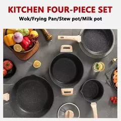 Granito antiaderente Cozinhar Conjuntos com Frigideiras, Pan Stock Pot, Molho Pan, Panelas De Cozinha, Antiaderente, 8Pcs