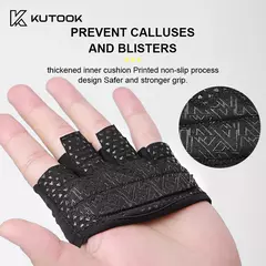KUTOOK-Luvas Esportivas de Fitness para Treinamento, Halterofilismo, Treino, Luvas Parciais Duráveis com Almofada para Exercício, Acessórios de Ginástica