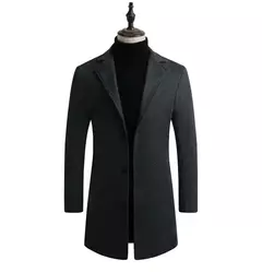 Casaco longo de algodão masculino, corta-vento fino, mistura de lã, cor pura, moda casual de negócios, roupas masculinas, primavera, outono, novo, 2023 - Wolf Magazine