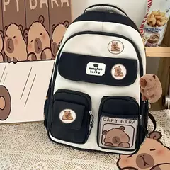 Imagem do Grande Capacidade Capybara Schoolbag, alça ajustável, mochila versátil, saco de computador impermeável, estudante bonito