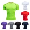 Camiseta de compressão de manga curta seca rápida masculina, camisetas esportivas, treinamento físico, camiseta de corrida, rashgard, academia