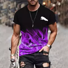 T-shirt estampada em gradiente masculino, camisa de manga curta, roupa casual ao ar livre, tamanho grande, moda street, 2024 - loja online