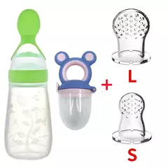Baby Feeding Bottle com Fruit Chupeta Set, Toddler Spoon, Legumes frescos, Kids Feeder Supplies, 4Pcs - comprar online