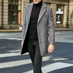Casaco de lã de manga comprida masculino, peito único, quebra-vento britânico, tendência da moda, terno novo, outono e inverno, 2023 na internet