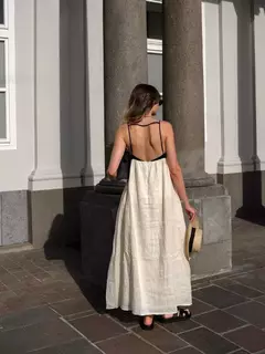 Vestido maxi feminino com sling oco, sem mangas, sem costas, vestidos soltos, streetwear casual, moda feminina, cor contrastante, sexy, 2024 - Wolf Magazine
