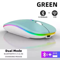 Imagem do Mouse sem fio Bluetooth para Tablet e telefone, Ratos de retroiluminação RGB recarregáveis para iPad, PC, Laptop, 2.4GHz USB