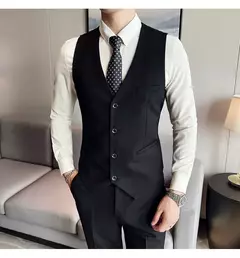 Imagem do Terno de casamento casual de negócios masculino, conjunto de 3 peças, colete e calças masculinas bonitas de banquete, alta qualidade, nova moda, R$ 2020