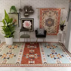 American Retro Living Room Decoration Tapete, Tapetes de cabeceira Boho para qua - loja online