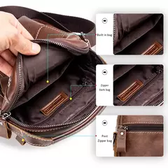 Bolsa de ombro multifuncional para homens Couro Crossbody Bag Bolsa de alta capacidade