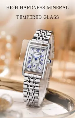 SANDA-relógio de couro com mostrador retangular para mulheres, marca superior, design de moda, design elegante, resistente à água, quartzo, movimento, vestido de negócios, novo, quente