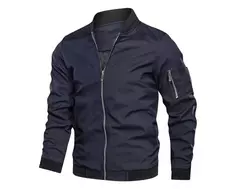 Jaqueta bomber leve masculina, casaco com zíper e bolsos, corta-vento esportivo, roupas casuais, primavera, outono na internet