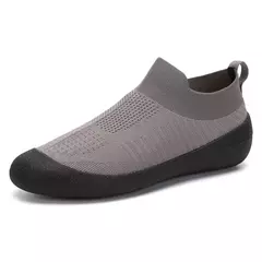 Sapatos masculinos tênis de malha respirável sapatos casuais plus size tênis leves meias deslizamento em apartamentos sapatos de caminhada macios - comprar online