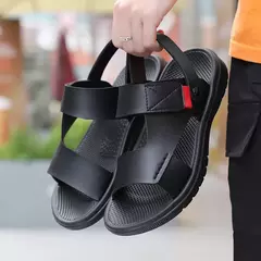Chinelos de couro confortável masculino, sandálias masculinas de lazer, férias na praia, ao ar livre, retrô, casual, verão - comprar online