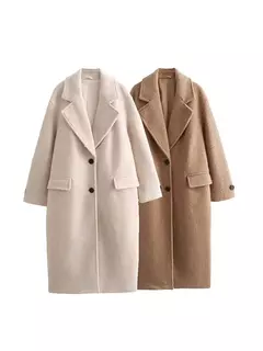 Imagem do Woolen Coat Autumn Winter New Fashion Notched Single Breasted Female Overcoat Long Sleeve Casual Lady Trench Coat