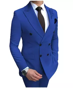 2024 novo terno masculino bege 2 peças duplo breasted notch lapela plana fino ajuste casual smoking para casamento (blazer + calças)