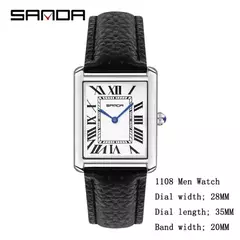 Relógio de quartzo masculino e feminino Sanda, 30m à prova d'água, casual, moda, pulseira de couro, mostrador quadrado, resistente ao desgaste - comprar online