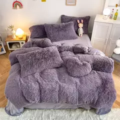 Conjunto de cama luxuoso preto macio, capa de edredão Shaggy, 2 fronhas, zíper, veludo macio, 3pcs - comprar online