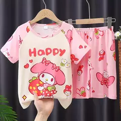 Conjunto de pijama infantil, roupa de manga curta, roupão, roupas para mães e filhos, meninos e meninas velhos, roupas de casa, verão - Wolf Magazine