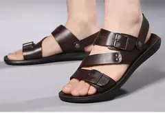 Moda Confortável Sandálias Masculinas Cor Sólida Open Toe Mens Sandálias De Couro 2023 Novos Chinelos De Praia para Calçado De Couro Masculino