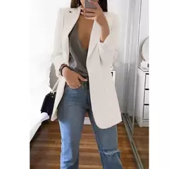 Terno casual slim fit feminino com pescoço polo, casaco temperado, moda europeia e americana, casaco de lã primavera e outono, 2024 - loja online