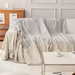 Sofá nórdico Cobertores, Camping ao ar livre, Piquenique Grande Sofá Capa, Lazer Relax Toalha de Praia, Tapete de Viagem Branco, Borlas de linho na internet