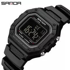 SANDA-Militar Masculino Resistente à Água Relógios Esportivos, Big Dial LED Digital Relógios de Pulso, cronômetros para Masculino, Exército, Moda, 2156