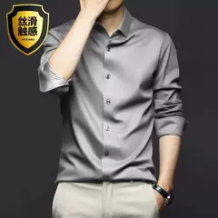 Camisa de manga comprida masculina, fato casual profissional, camisa branca, resistente a rugas sem ferro, vestido de negócios, high end, S-5XL - comprar online