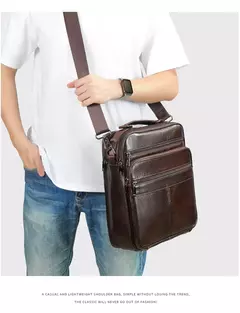 Westal Mensageiro de Couro Genuíno Bag, Laptop sacos para documentos, saco de negócios, Bolsas de ombro masculinas, 13 ", 6173 - comprar online