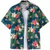 Desenhos animados havaianos com estampa solta masculina, camisa de rua, camisa diária de verão casual, tops de manga curta