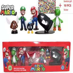 6 pçs/set Super Mario Bros PVC Action Figure Brinquedos Bonecas Modelo Conjunto Luigi Yoshi Donkey Kong Cogumelo para crianças presentes de aniversário AAA