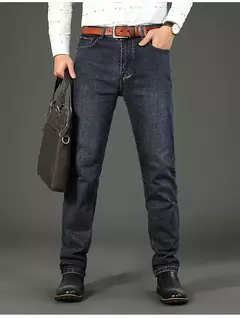 Wthinlee-Calça Jeans Stretch Casual Masculina, Calças Jeans Trabalho, Roupa de Marca Masculina Clássica, Azul, Preta, Nova, Moda - comprar online