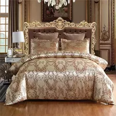 Imagem do High End Jacquard Bedding Set, Luxo, Europeu, Conjuntos de cama de casamento, Rainha, American Satin, Double Duvet Cover,
