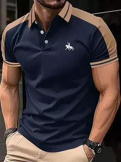 Camisa polo com impressão digital 3D masculina, manga curta, tops de lapela esportiva, cor do feitiço, roupas da moda verão - comprar online