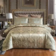 Luxo Satin Jacquard Único Duplo Duvet Cover Set, Europeu Conjunto de cama de casamento, Queen Size Quilt, King Size, High End na internet
