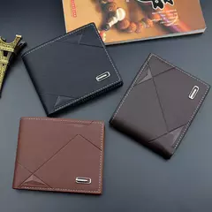 Carteira de couro sintético curta bifold masculina, titular do cartão de identificação de crédito bolsa billfold, Business Slim Clutch, monocromática na internet