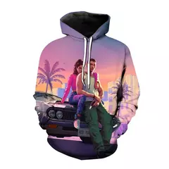 Homens e mulheres Grand Theft Auto GTA 6 3D Print Hoodie de grandes dimensões, crianças Pullovers, roupas de treino, moletons, jogo, novo