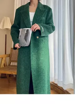 Casaco de alpaca de lã feminino, jaquetas de lã, trespassado duplo, gola de terno, solto, Casacos longos, senhora do escritório, outono, inverno, 2022 - comprar online