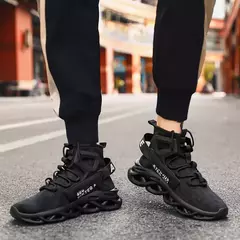 YRZL-tênis de topo alto masculino, malha respirável, meias leves, confortável, casual, antiderrapante, andando