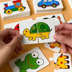 Imagem do Montessori Educação Puzzle Brinquedos para Criança, Matching Card, Educação precoce, Cartoon Jigsaw, Forma de Cor Animal, Presentes de Treinamento Cognitivo, 32 peças