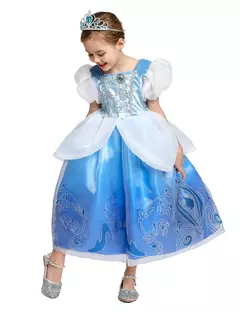 Crianças cosplay traje menina verão pageant lantejoulas fantasia crianças cinderela carnaval roupas princesa vestido de aniversário 3-10 ano - comprar online