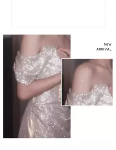 Vestido sereia ruched, lantejoulas sexy sem mangas, rabo de peixe leve, longo, cerimônia do anfitrião, vestido de baile de festa, banquete luxuoso - Wolf Magazine