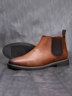 Botas de couro chelsea masculinas, marca de moda confortável, 40-46, 2024