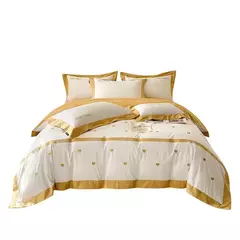 Conjunto de quatro peças de algodão grampeado longo para mãe e bebê, lençóis bordados emendados, capas de colcha, cama de alta qualidade - comprar online