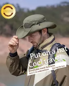 Xinbaoguan-Men's Respirável Sunshade Fisherman Hat, Sunscreen Sun Hat, Chapéu de Pesca, Big Eaves, 100% Nylon, Primavera, Verão, 9245 - Wolf Magazine