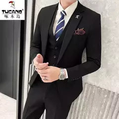 Conjunto de terno slim fit masculino, jaqueta blazers, calça, colete, moda casamento empresarial, roupas de anfitrião, casaco, calças, colete, novo, 2023, 3 peças - comprar online
