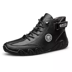 CLOHOO-Botas de couro confortáveis masculinas, solas macias, sapatos britânicos - loja online